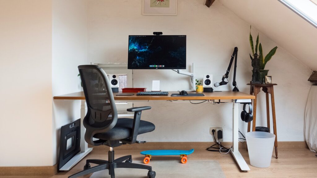 Monitor arm setup with display and keyboard for budget arm review