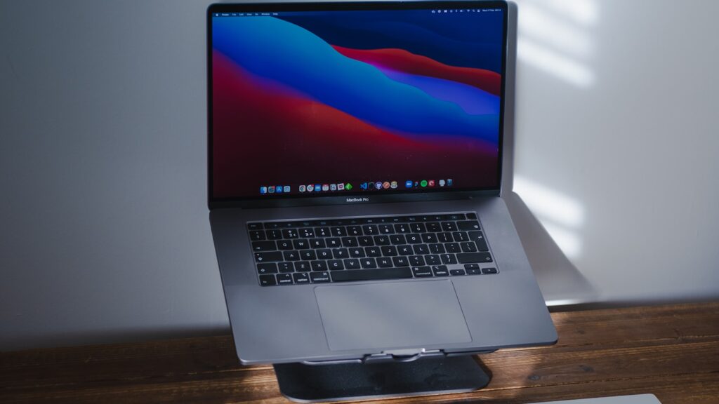 Laptop screen on a desk for portable monitor planning