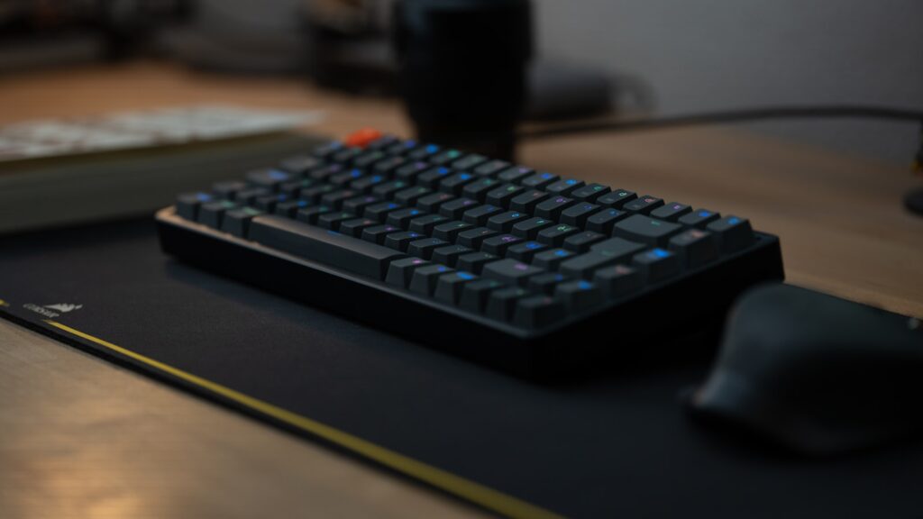 USB-C dock cable management with keyboard and desk cables